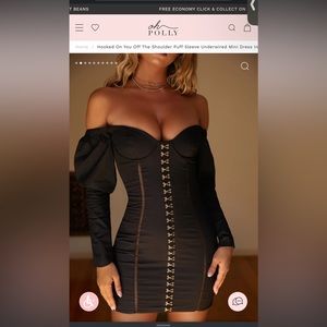 Oh Polly Hooked On You Off The Shoulder Puff Sleeve Underwired Mini Dress